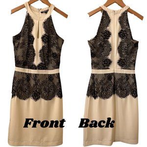 Size 0 Gianni white dress with black lace